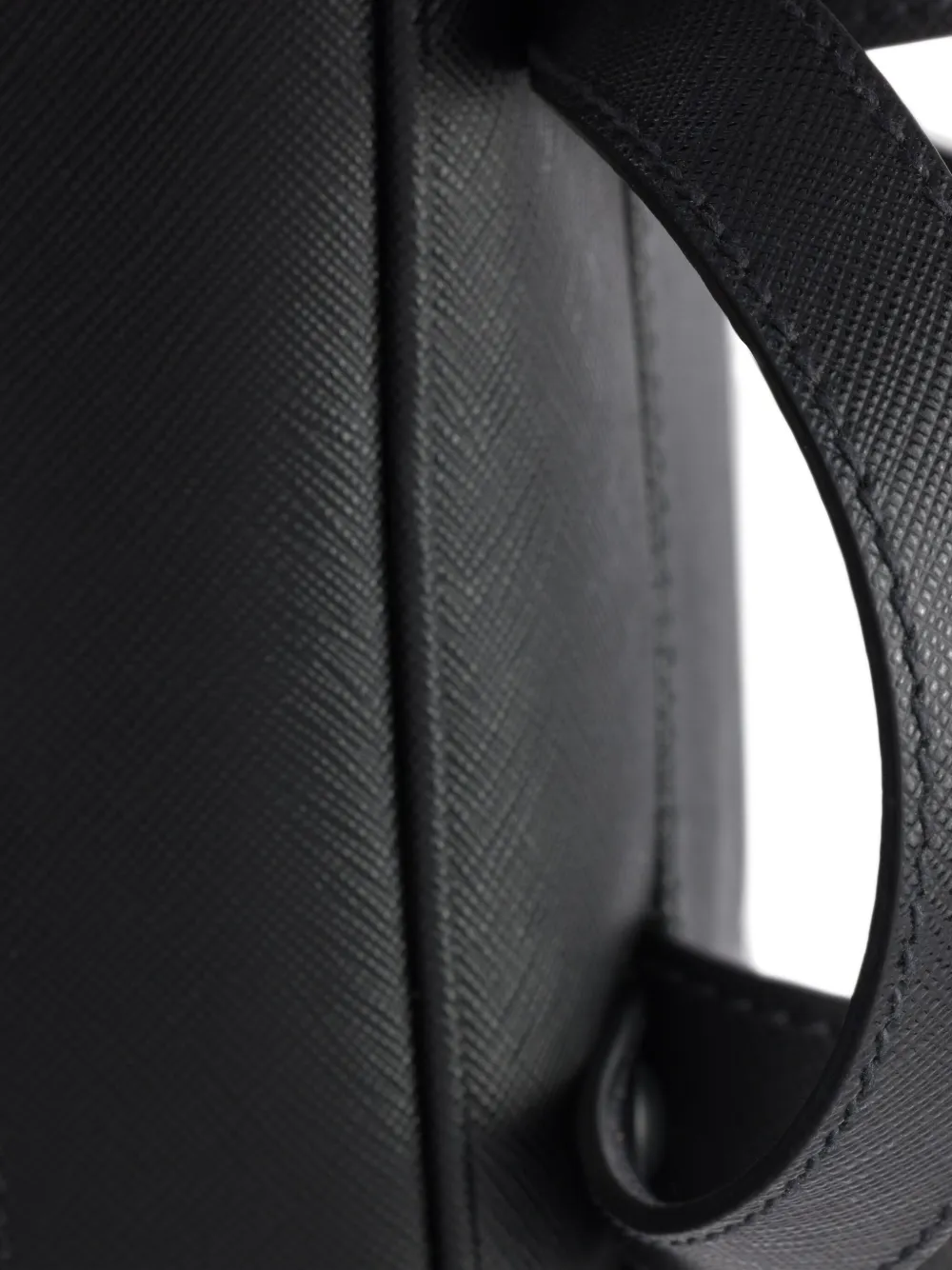 Prada Structured Leather Backpack With Logo Zipper Closure