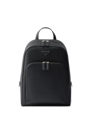 Prada Enamel triangle-logo Backpack | Black | FARFETCH