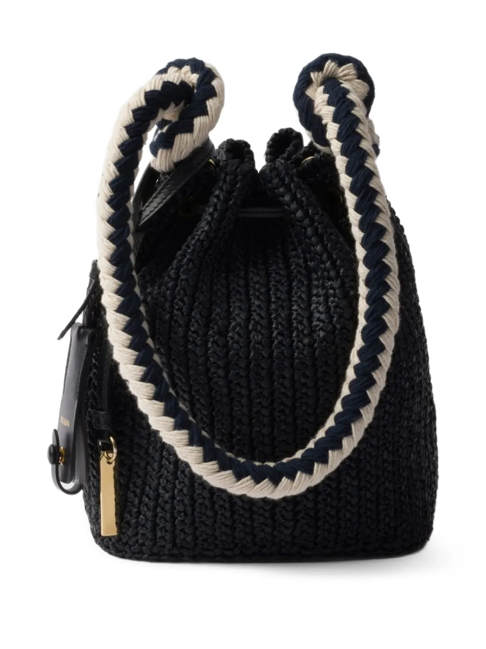 Prada Geweven bucket-tas met trekkoord Zwart