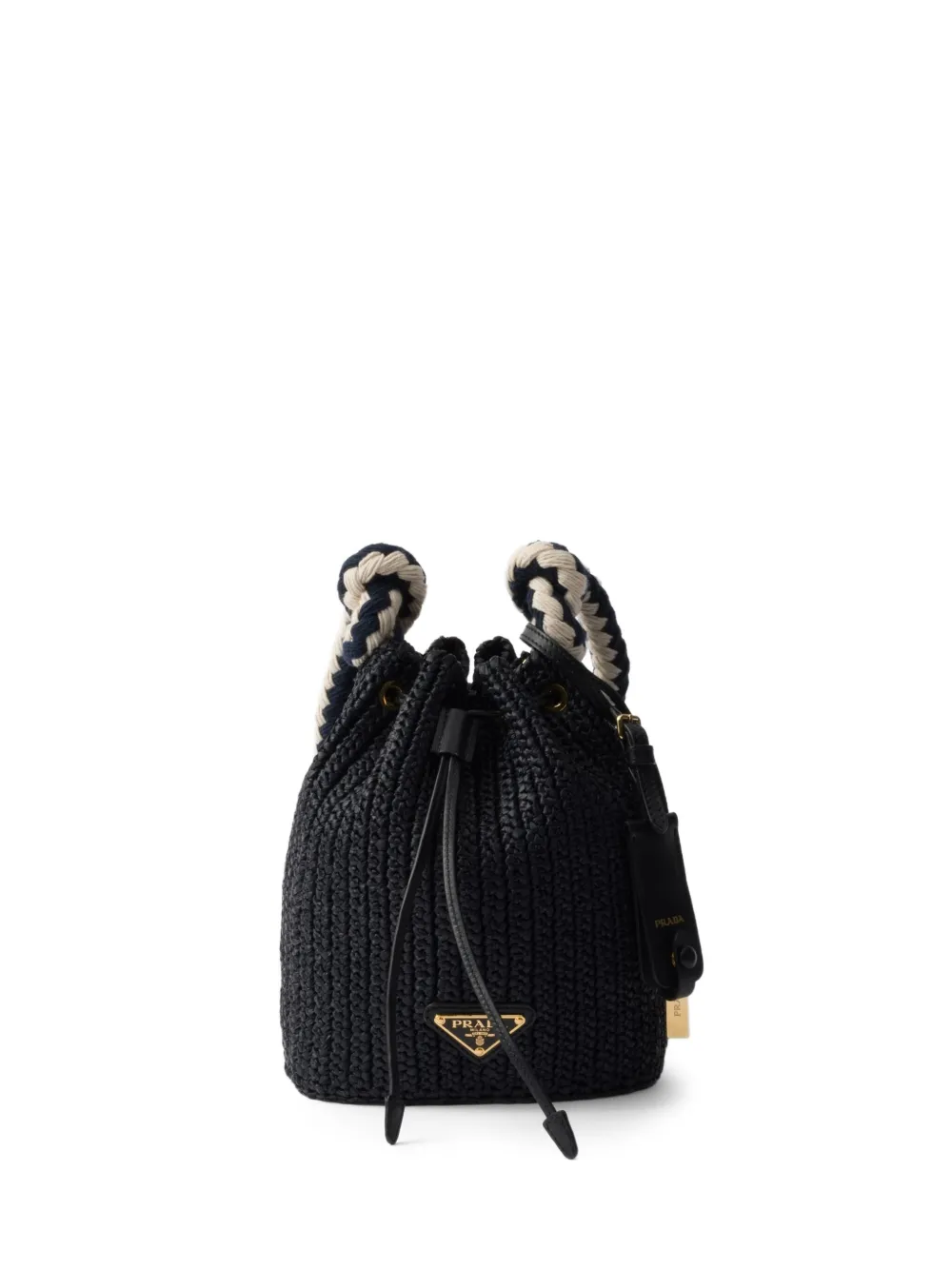 Prada woven drawstring bucket bag | Black | Image 1