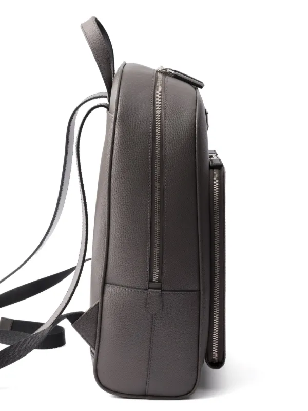 Prada Structured Leather Backpack | Grey | FARFETCH