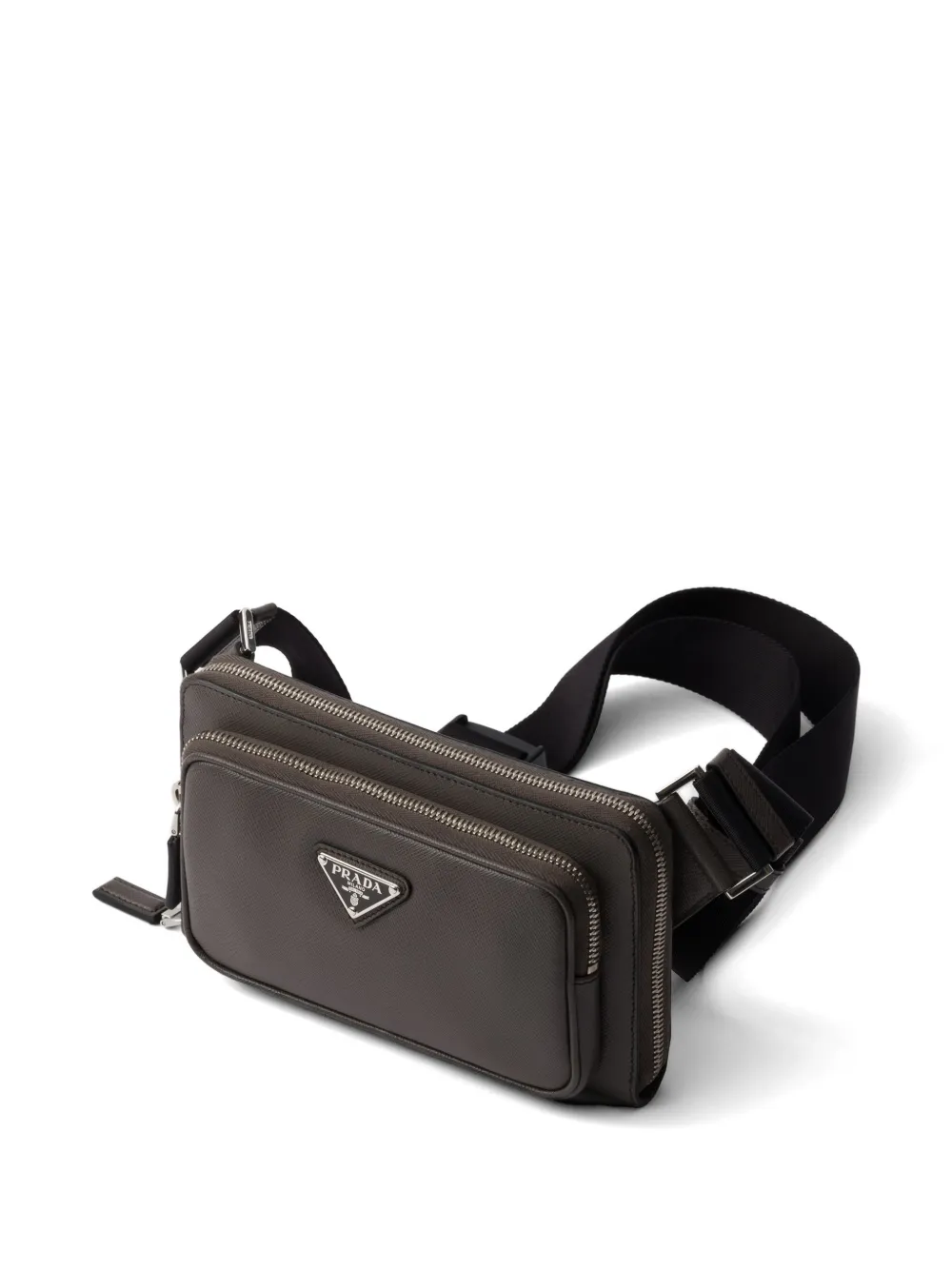 Prada Black Leather Crossbody Belt Bag with Triangle Logo Prada Black Leather Triangle Logo Crossbody Bag | Yoogi main image 4