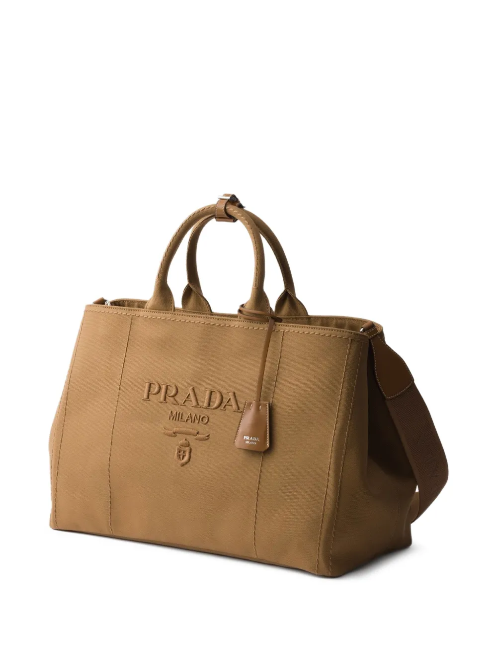 Prada Shopper met logo-reliëf Bruin