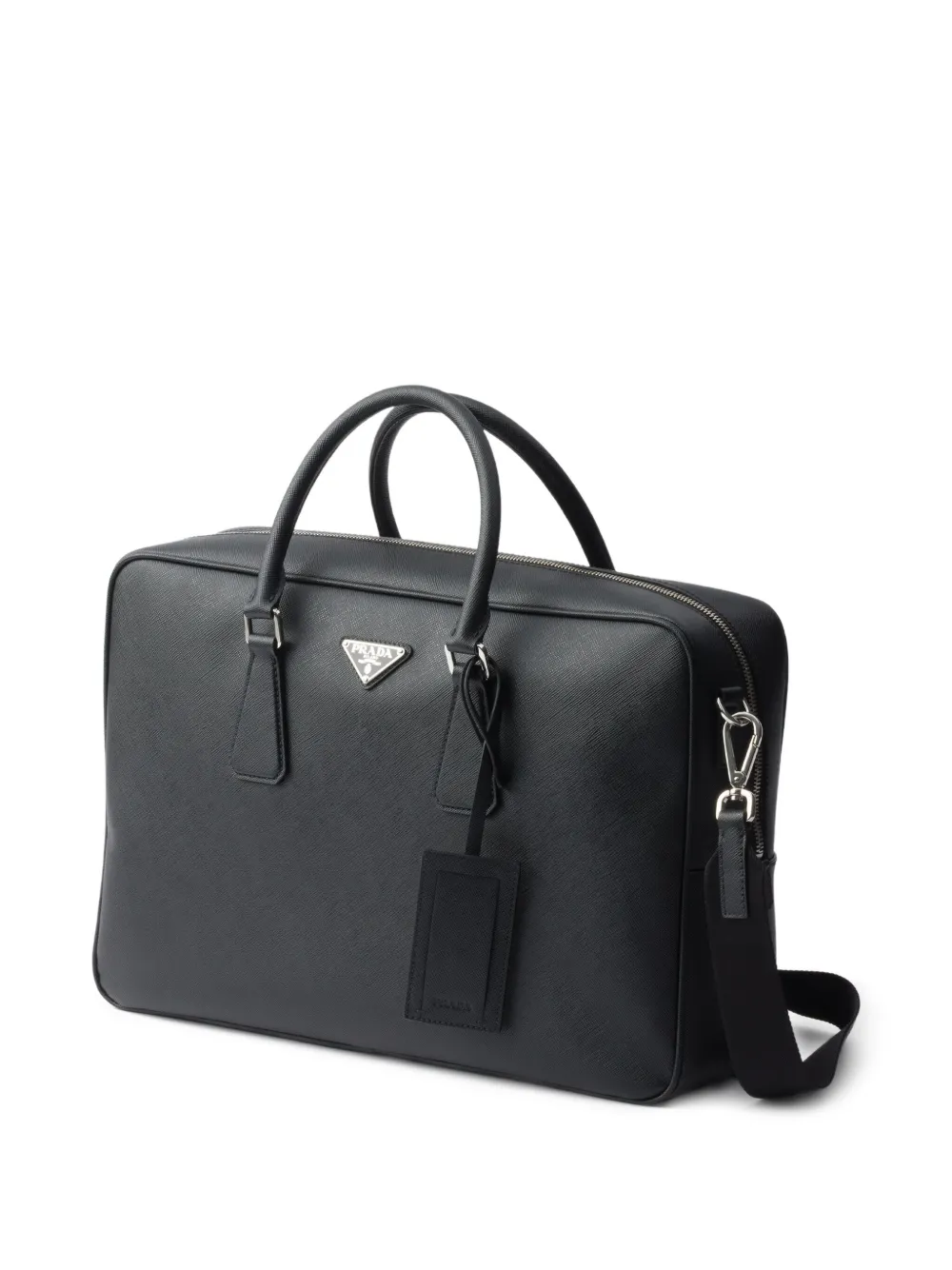 Prada Aktetas van leer met textuur Zwart