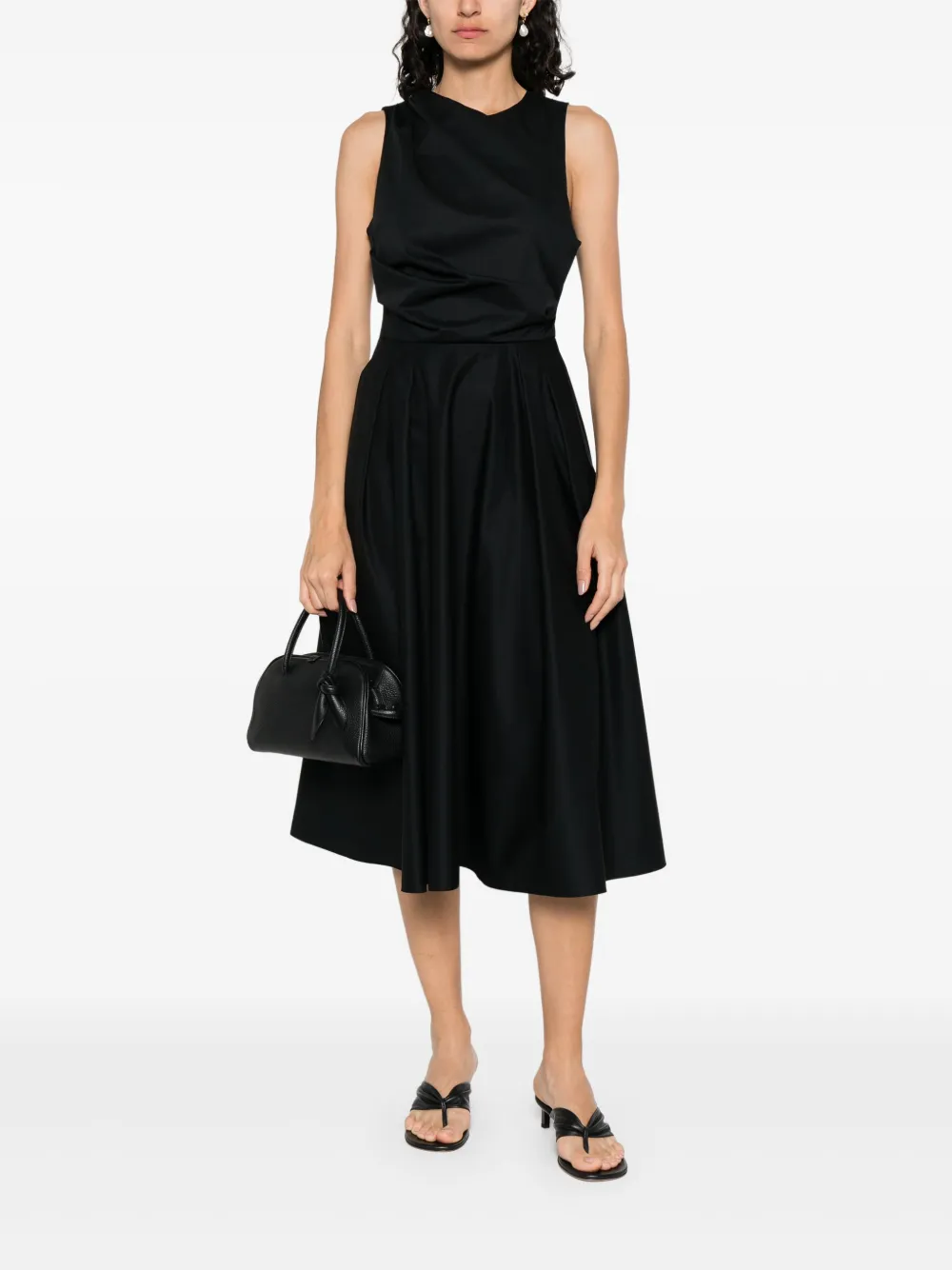 Elisabetta Franchi Katoenen midi-jurk - Zwart