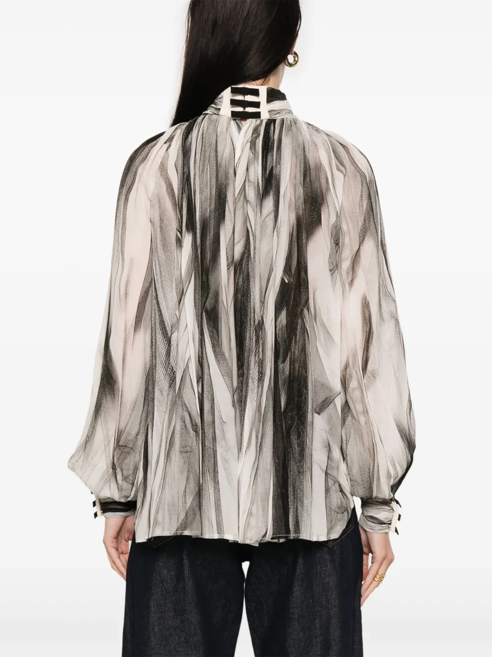 Elisabetta Franchi Blouse met abstracte print Beige
