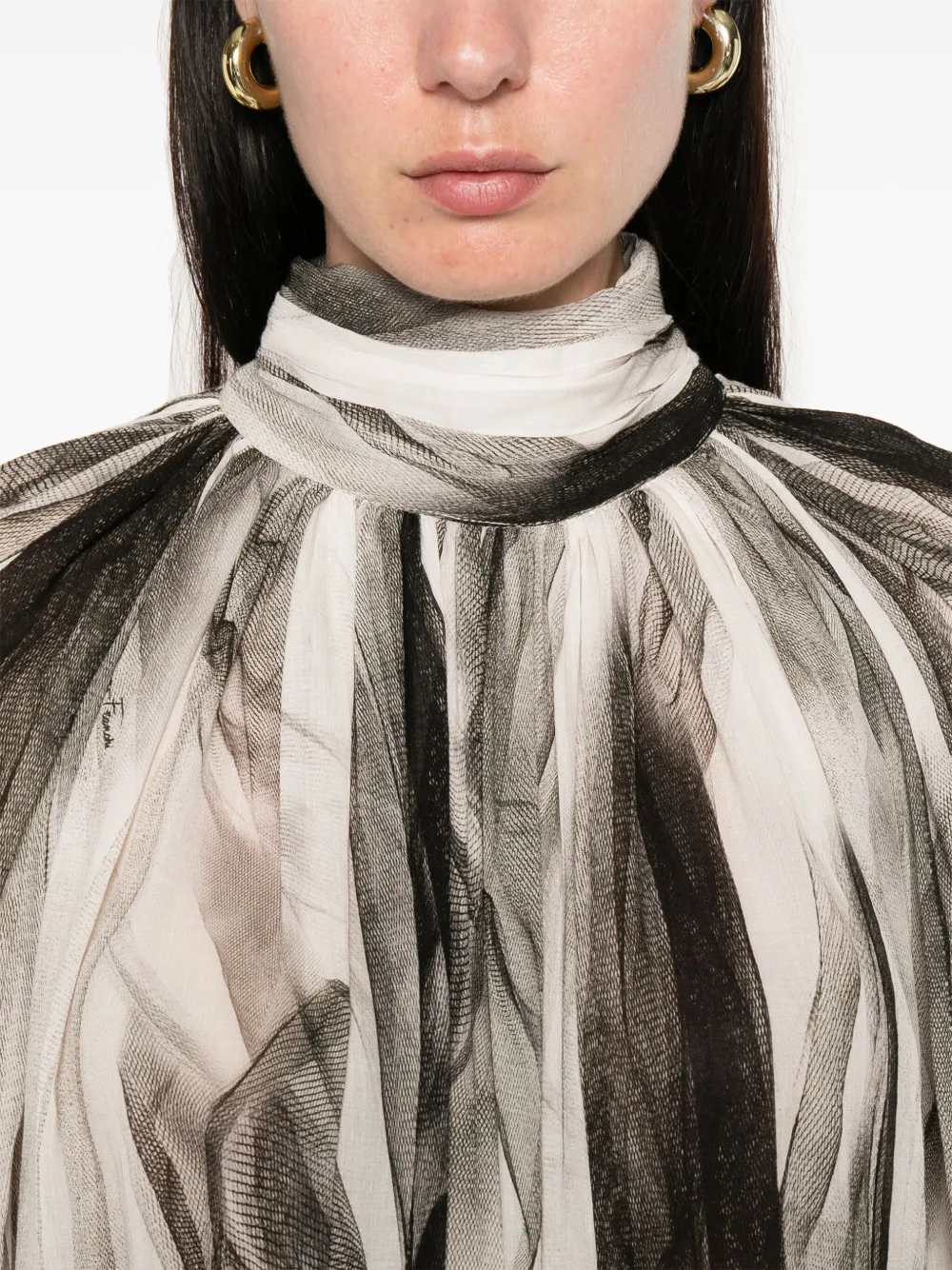 Elisabetta Franchi Blouse met abstracte print Beige