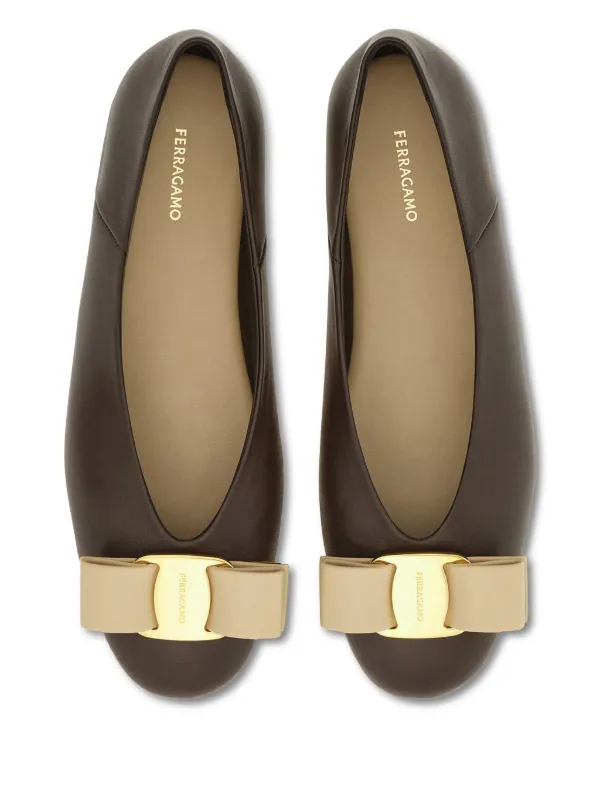 Ferragamo Vara bow-detail Ballet Flats Brown FARFETCH IN