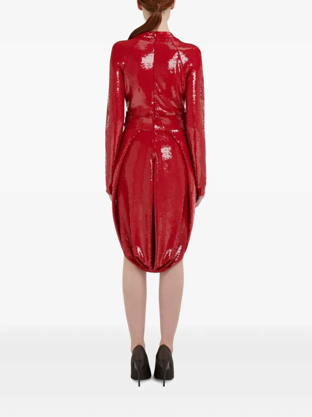 Ferragamo Sequin-embellished Midi Dress In Red