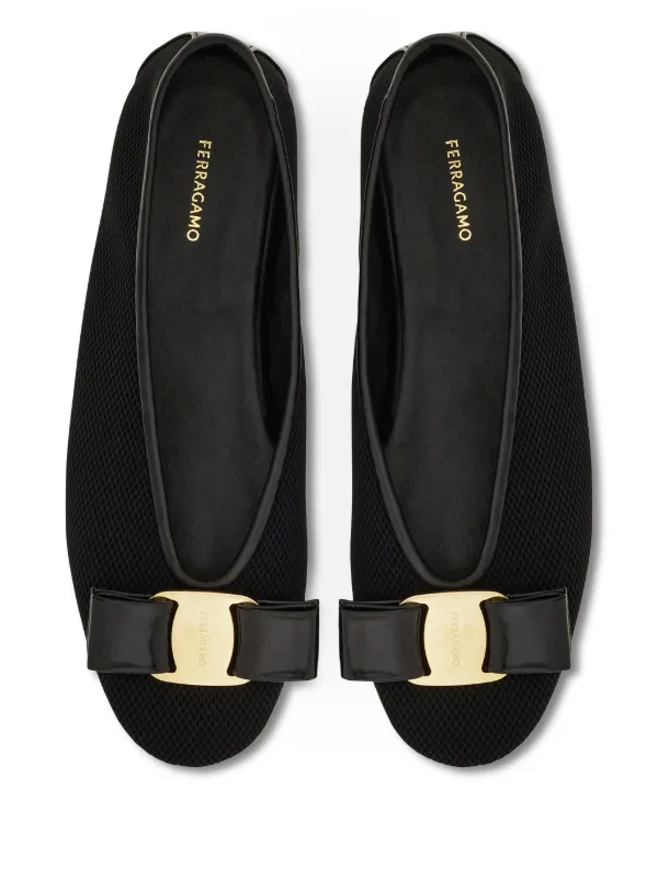 Ferragamo Vara メッシュ フラットシューズ | ブラック | FARFETCH JP