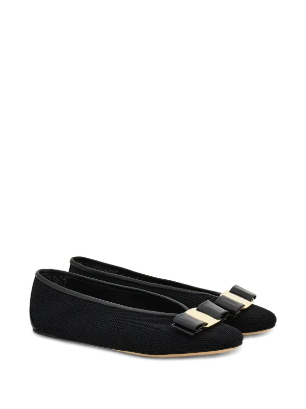 【Ferragamo】ヴァラ メッシュ バレエシューズ Ferragamo Vara メッシュ フラットシューズ | ブラック