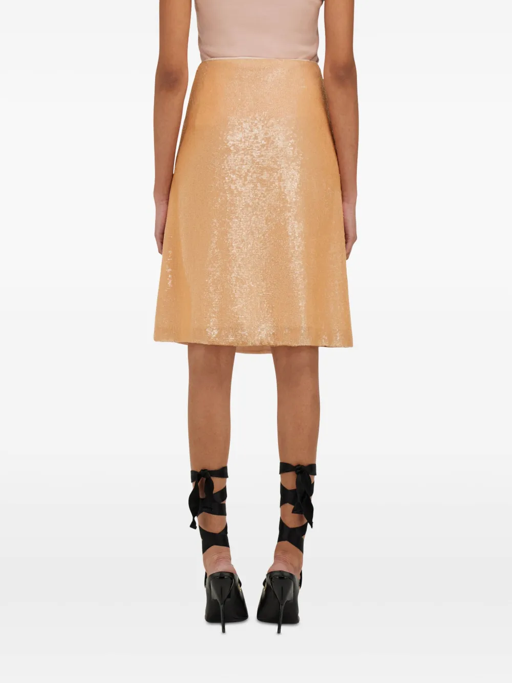 Ferragamo Sequin-embellished Midi Skirt In Pink