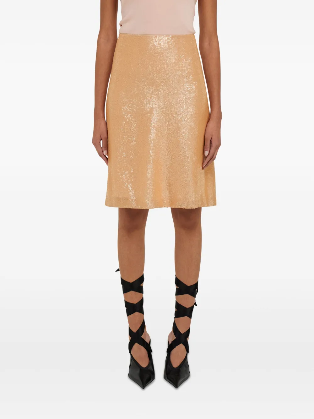 Ferragamo Sequin-embellished Midi Skirt In Pink