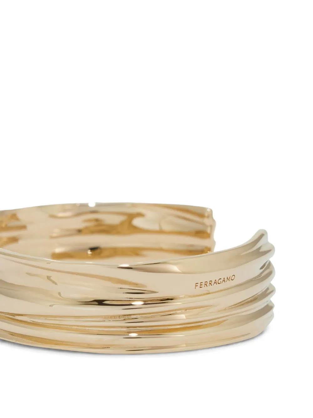 Ferragamo Twisted Design Cuff Bracelet In Gold