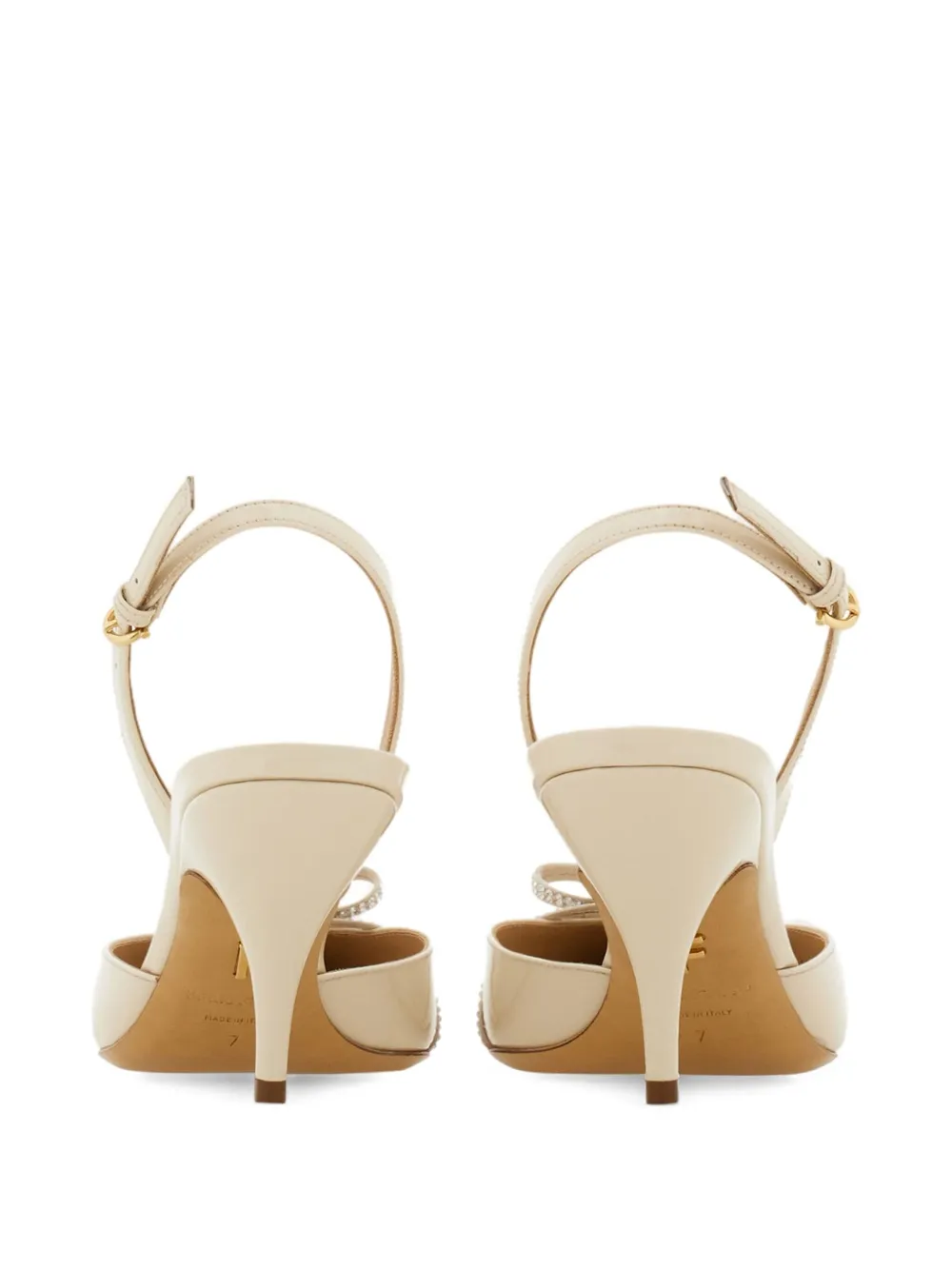 Ferragamo Slingback pumps verfraaid met kristallen Beige