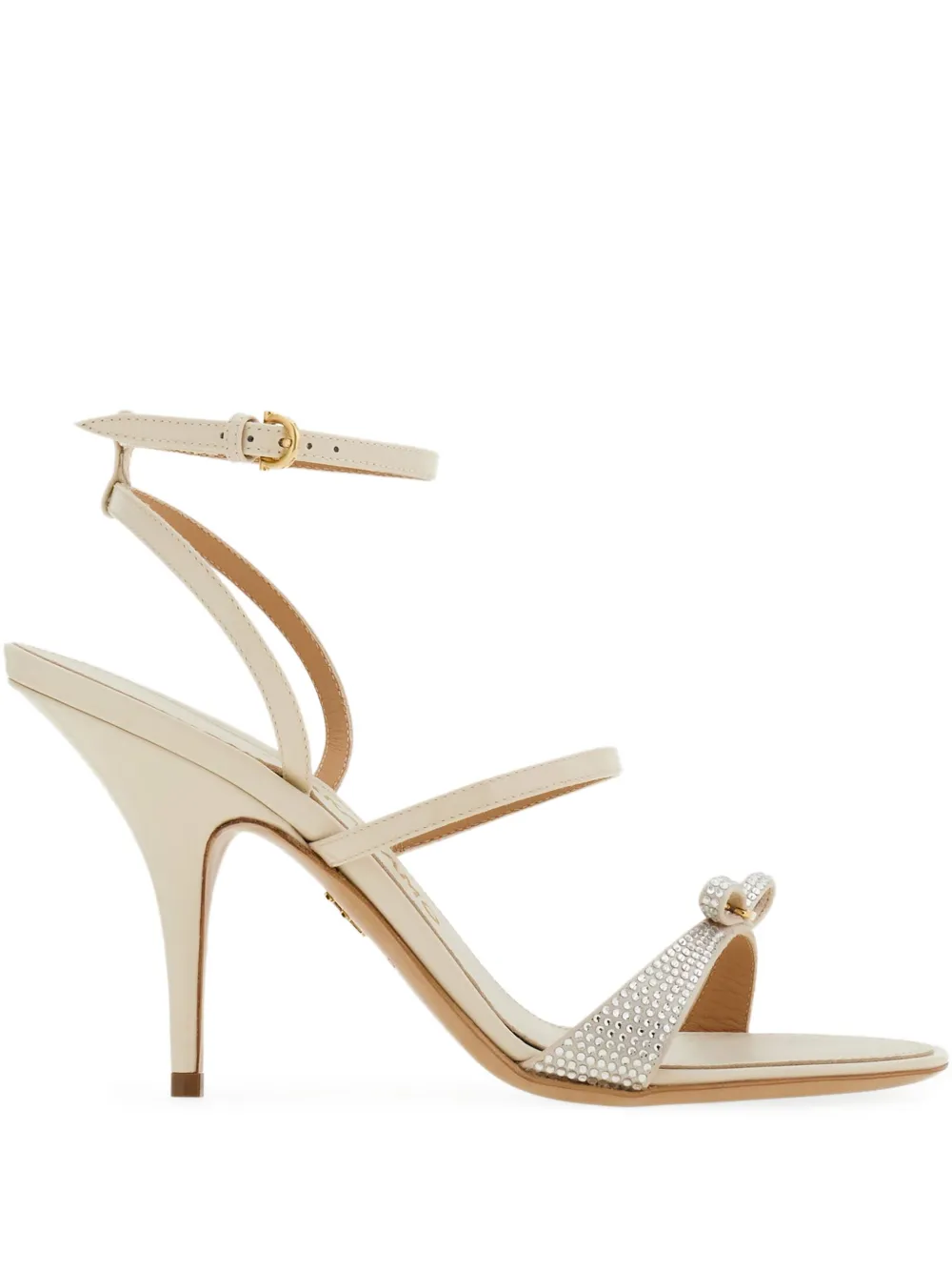Ferragamo Sandalen verfraaid met stras Beige