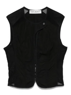 ベスト・ジレ OUR LEGACY Women Vests W4239DBL BLACK Our Legacy - Ragged Vest Black Crochet Stripe
