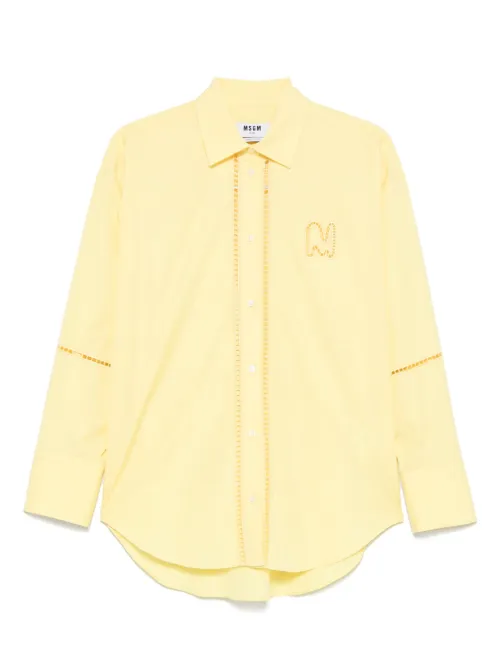 MSGM chemise à logo brodé - Jaune - MSGM - Modalova
