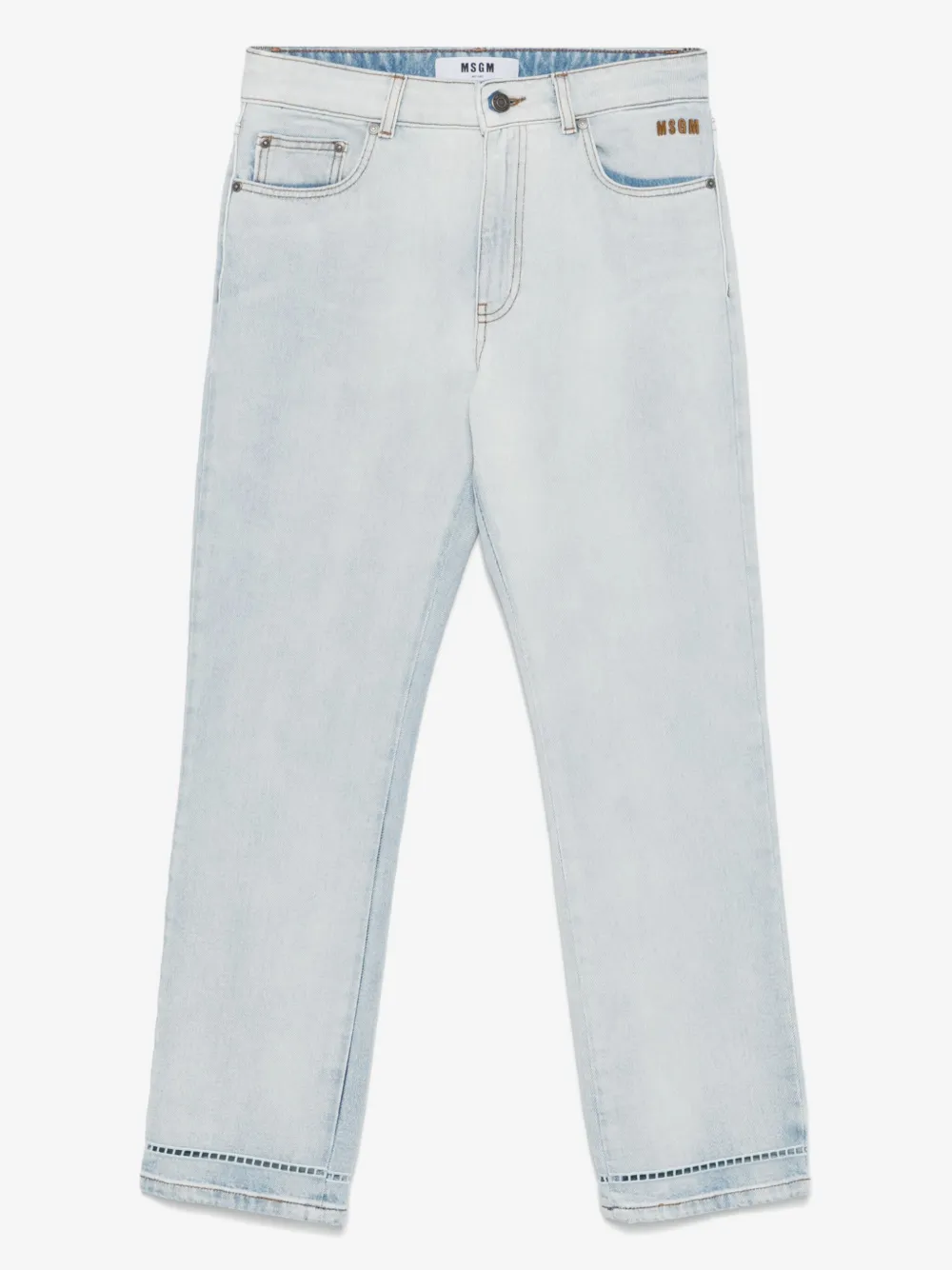 MSGM logo刺绣牛仔裤 | 蓝色 | Image 1