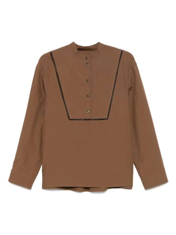 Yves Salomon Poplin Blouse in Brown