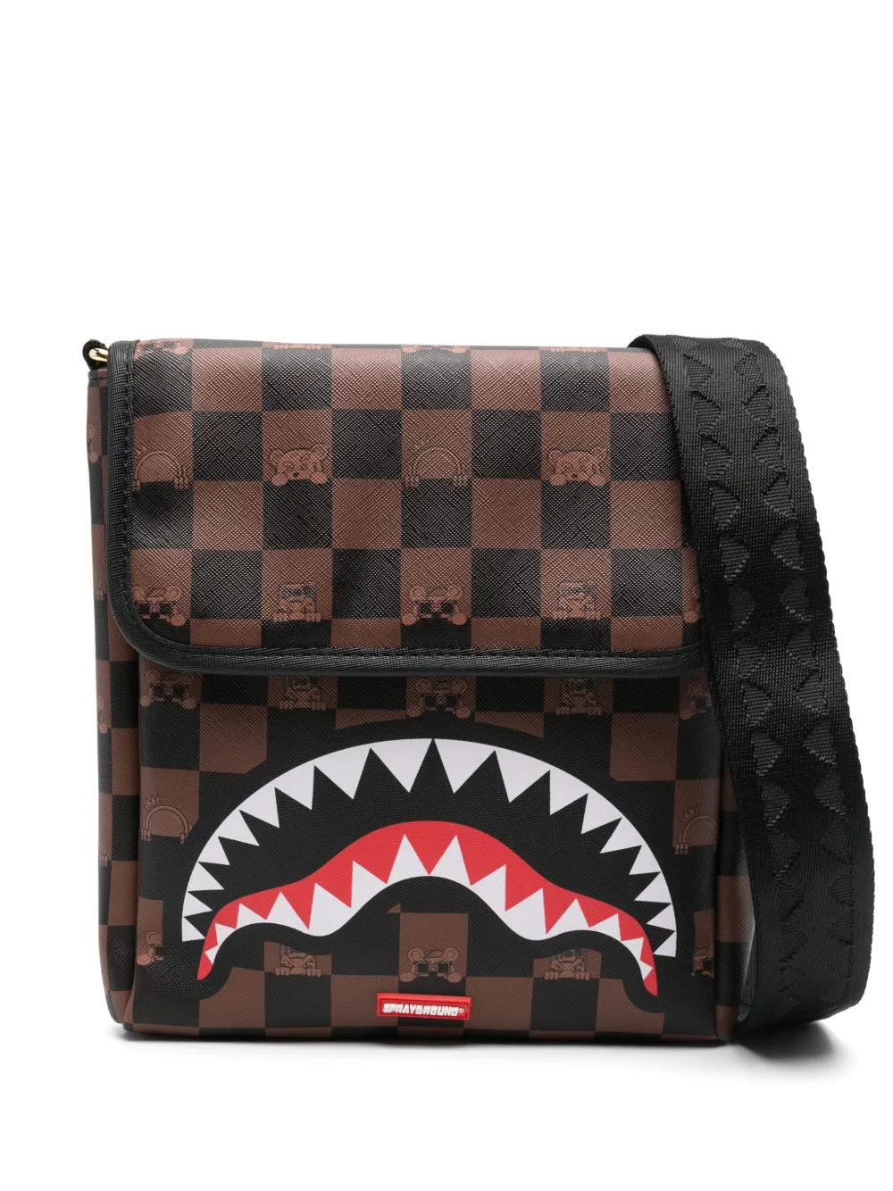 Sprayground Peeking Character-check messenger bag | Brown | Image 1