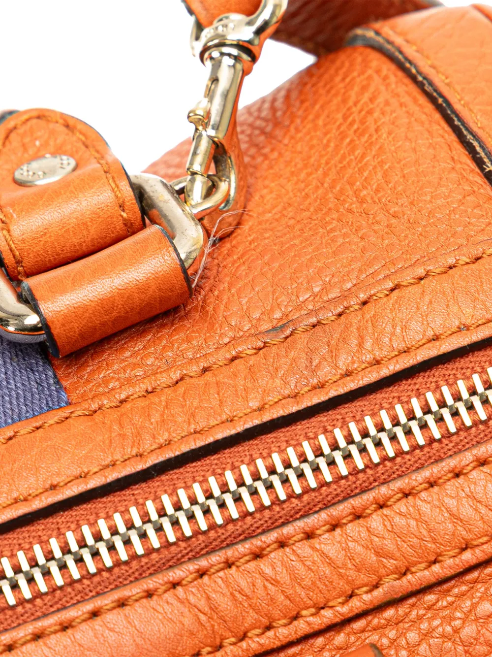 Pre-owned Gucci 2000-2015 Small Web Leather Joy Satchel In Orange
