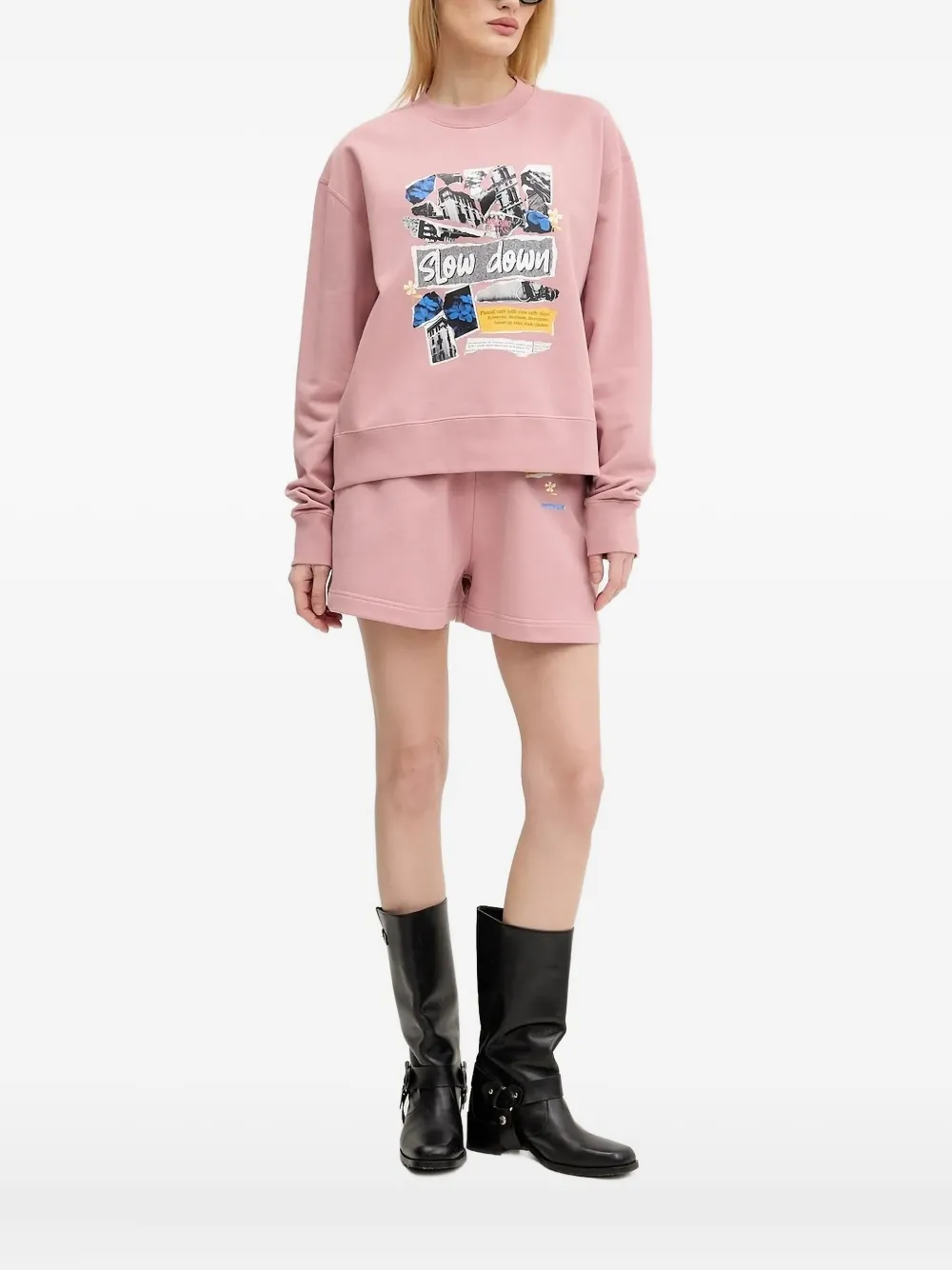 Moschino Collage-print Crew-neck Sweatshirt In Pink