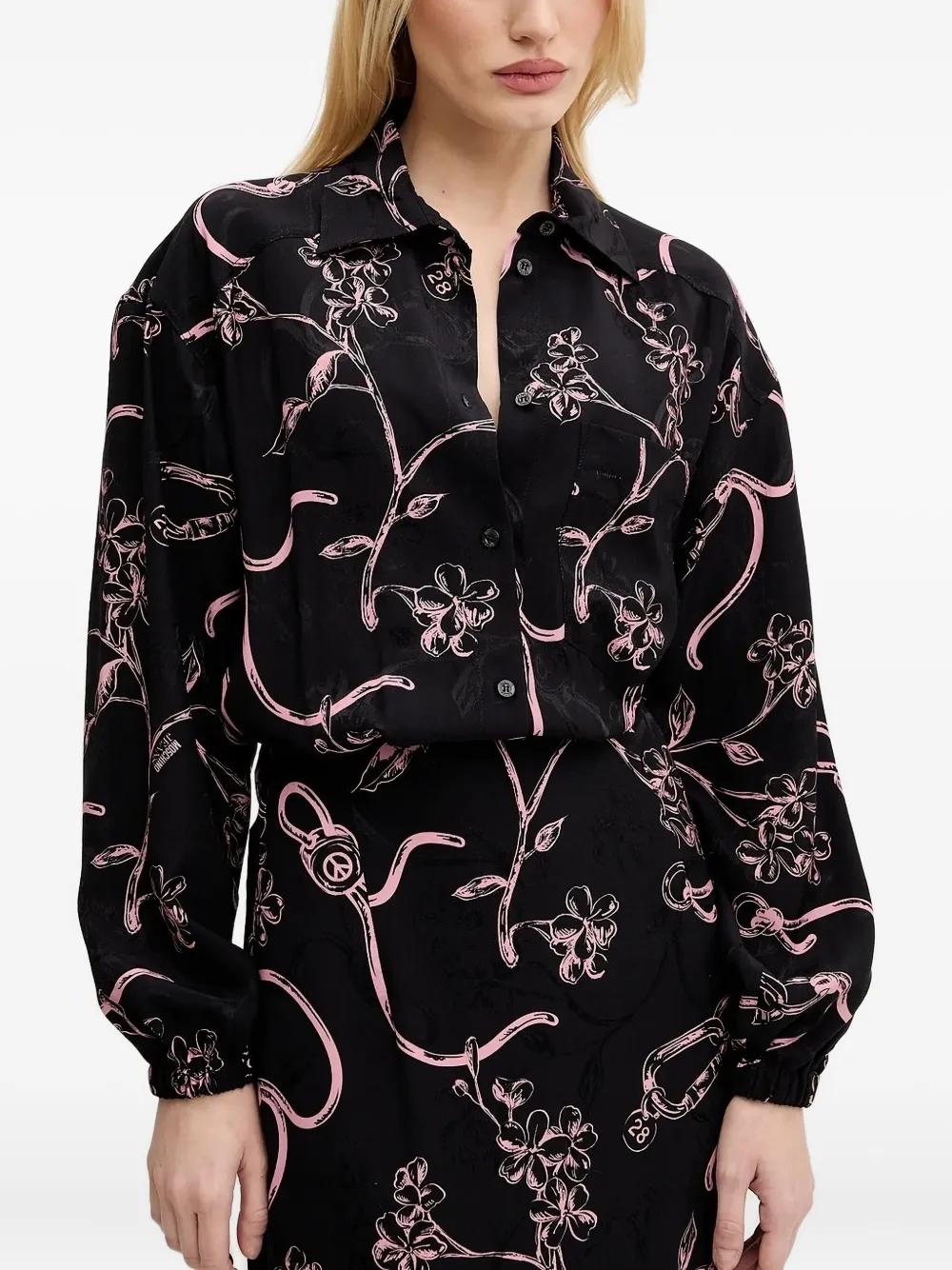 MOSCHINO JEANS Maxi-jurk met bloemenprint Zwart