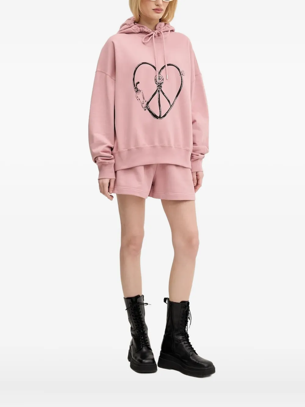 Moschino Print Hoodie In Pink