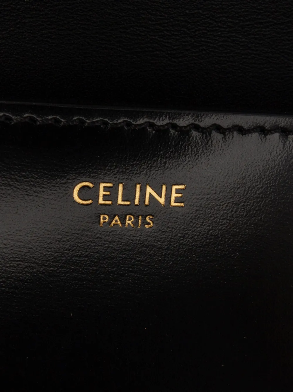 Pre-owned Celine 2022 Triomphe Leather Claude Chain Shoulder Bag In Black