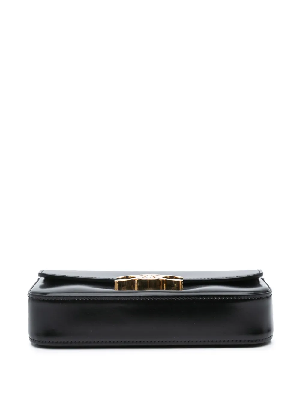 Pre-owned Celine 2022 Triomphe Leather Claude Chain Shoulder Bag In Black