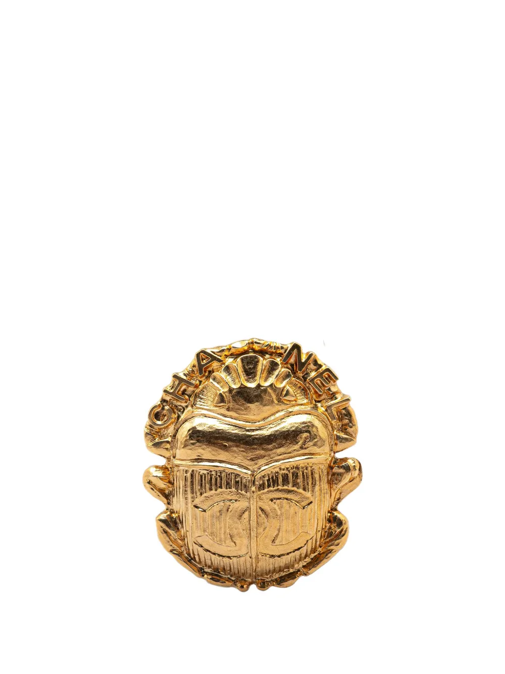 CHANEL Pre-Owned 2019 Gold Plated CC Beetle Brooch costume brooch | Gold | Image 1