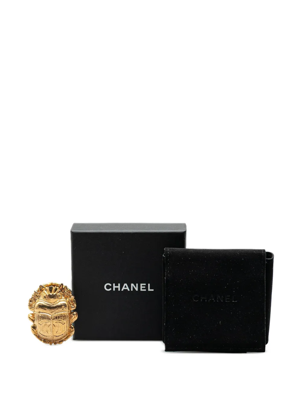 Pre-owned Chanel 2019 Gold Plated Cc Beetle Brooch Costume Brooch