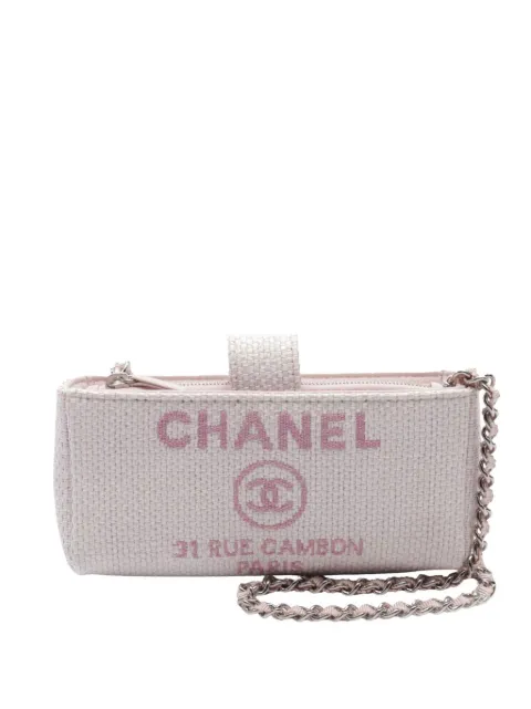 CHANEL Pre-Owned sac à bandoulière Deauville Phone Clutch on Chain en raphia (2016-2017)