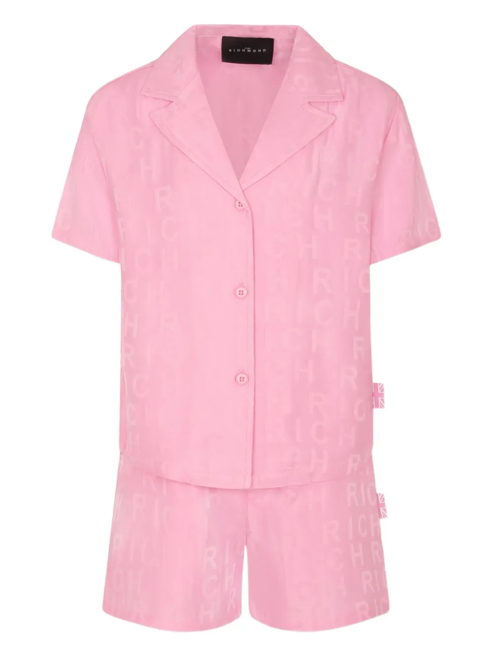 John Richmond Junior logo-jacquard short set Roze