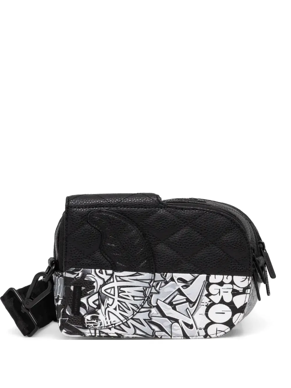 Sprayground quiltad axelremsväska med graffititryck | svart | Image 1
