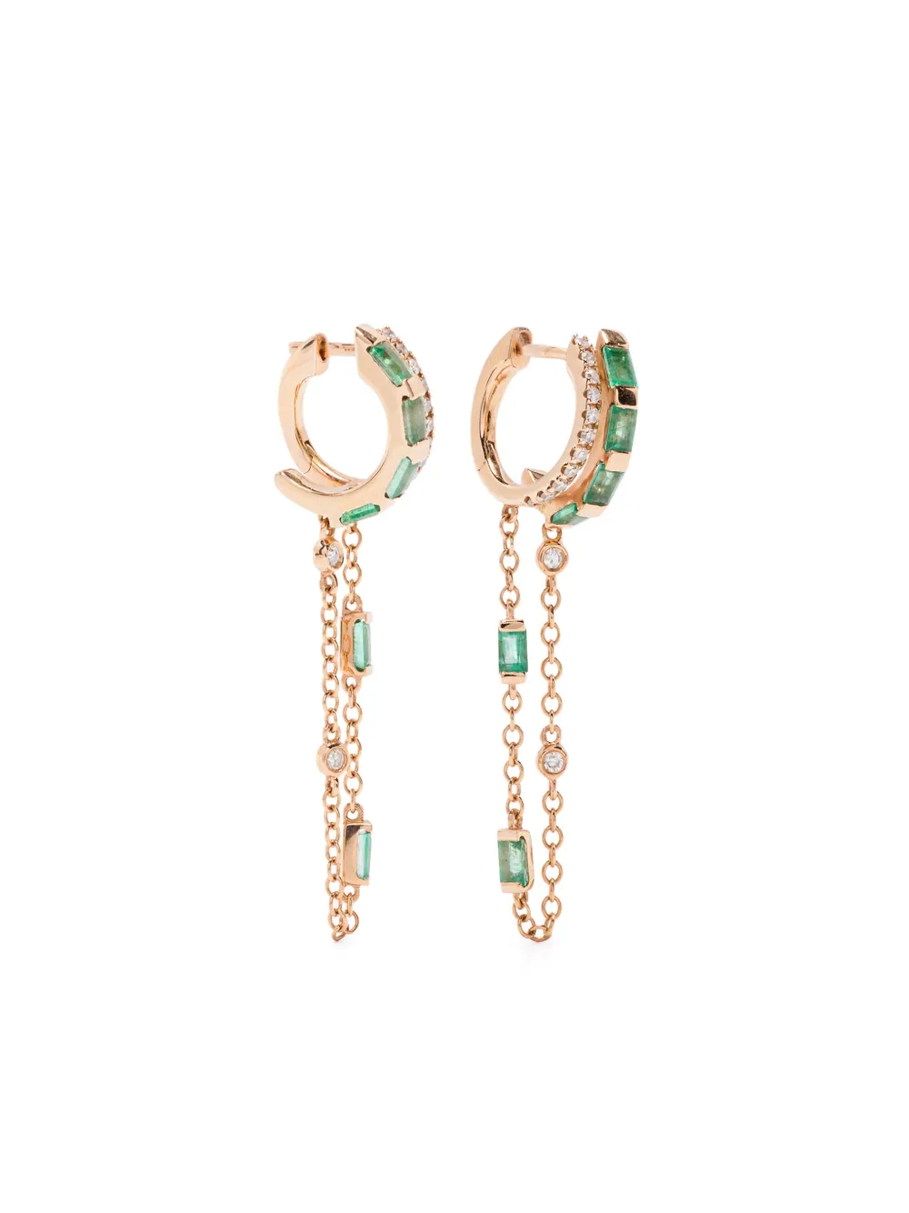 SHAY ダイヤモンド&エメラルド フープピアス 18Kイエローゴールド - ゴールドトーン SHAY ダイヤモンド&エメラルド フープピアス 18Kイエローゴールド - ゴールドトーン