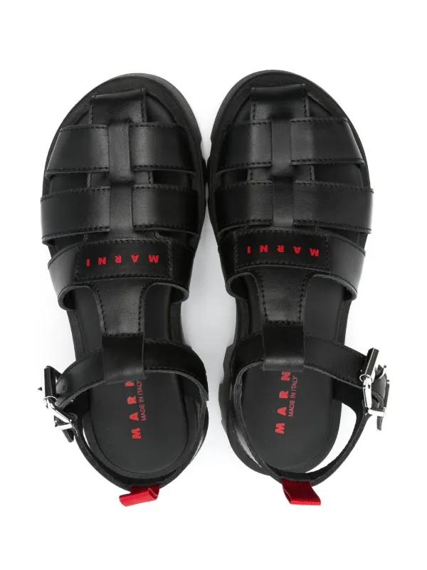 【送料&関税込】Marni Black Leather Sandals Marni Leather Sandals | Black | FARFETCH