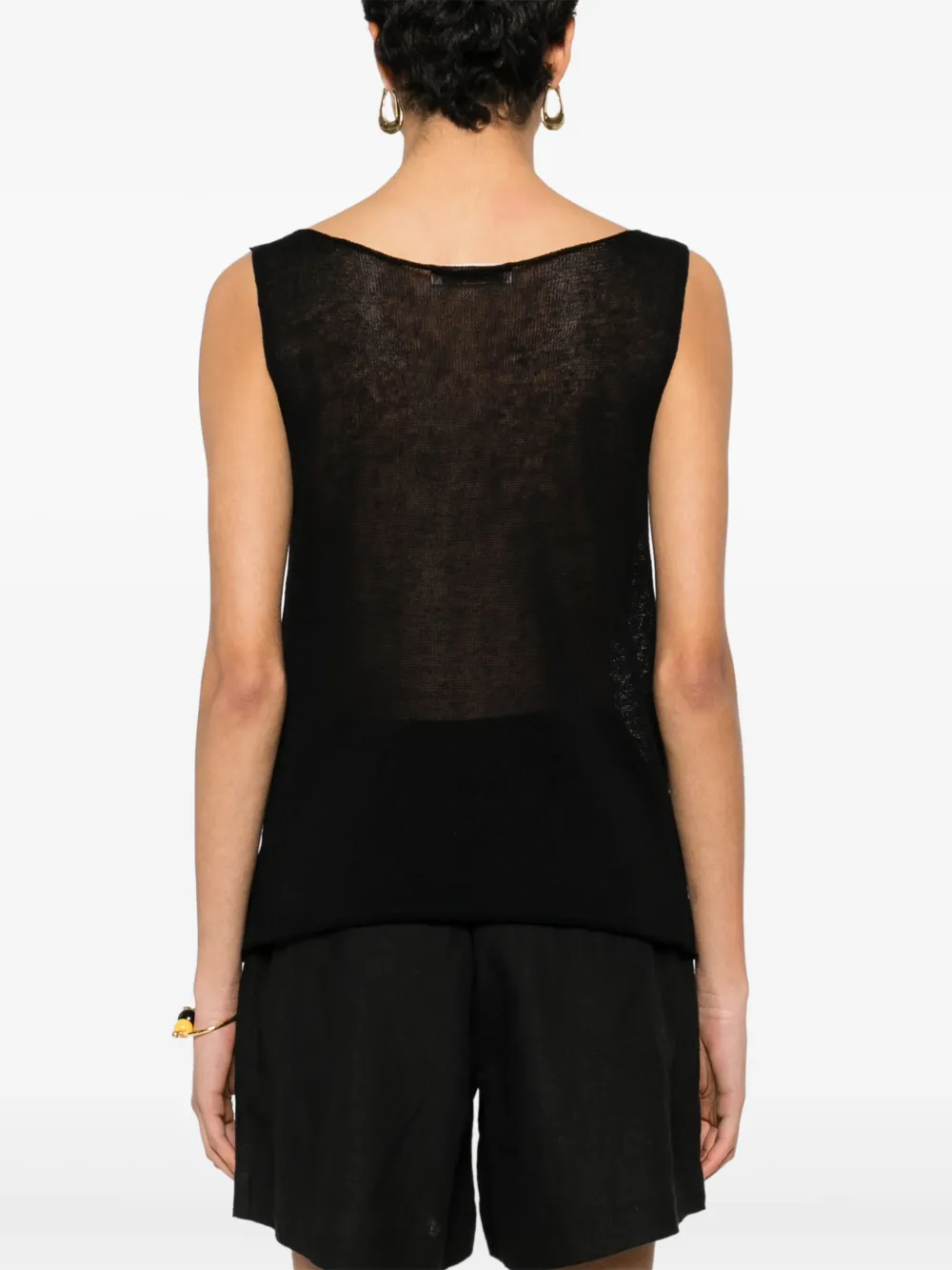 Shop Lamberto Losani Knitted Tank Top In Black