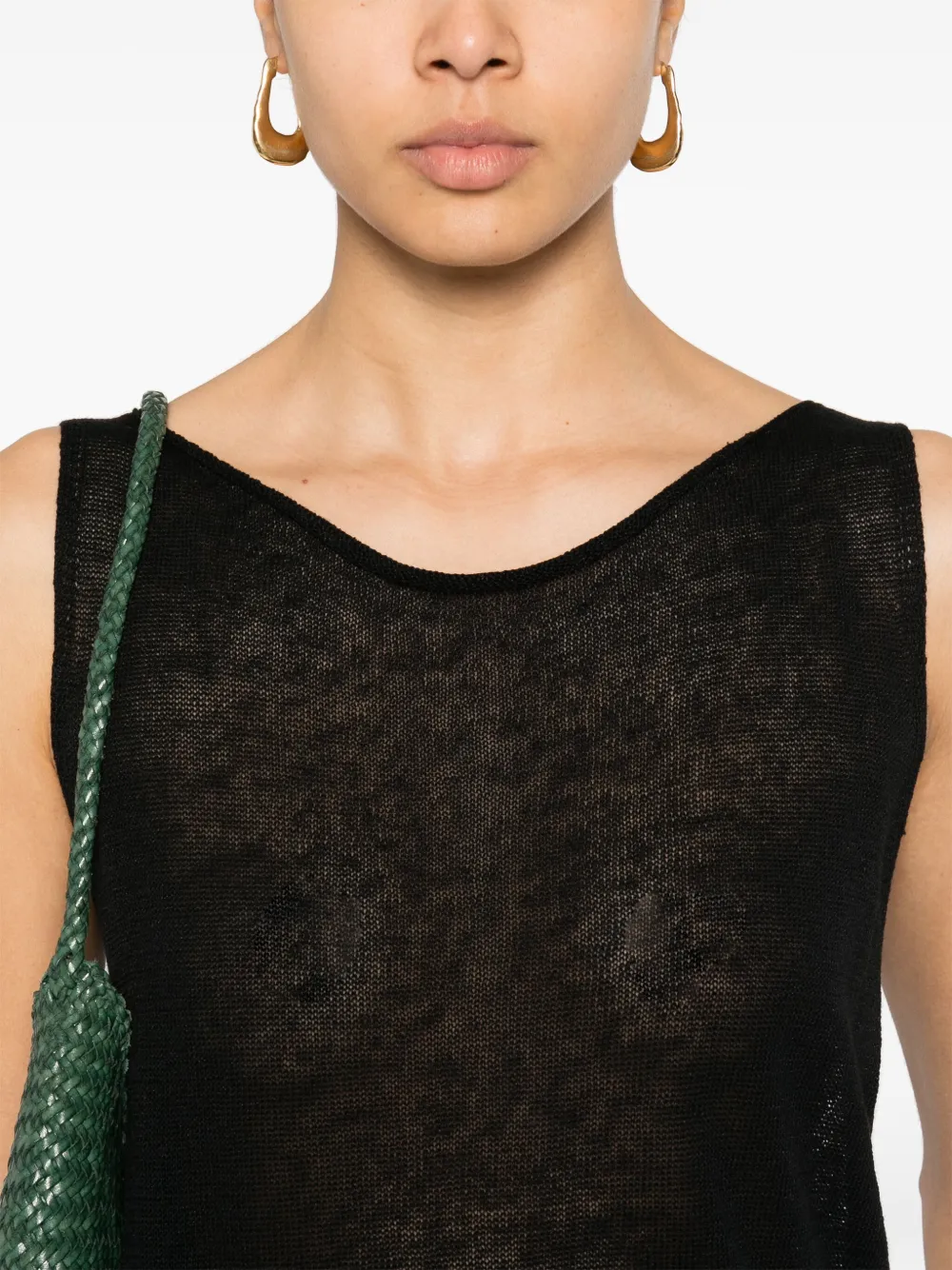 Shop Lamberto Losani Knitted Tank Top In Black
