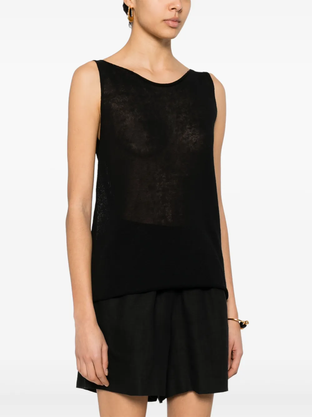 Shop Lamberto Losani Knitted Tank Top In Black
