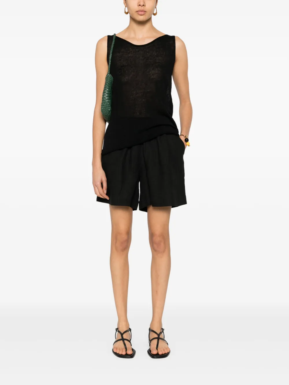 Shop Lamberto Losani Knitted Tank Top In Black