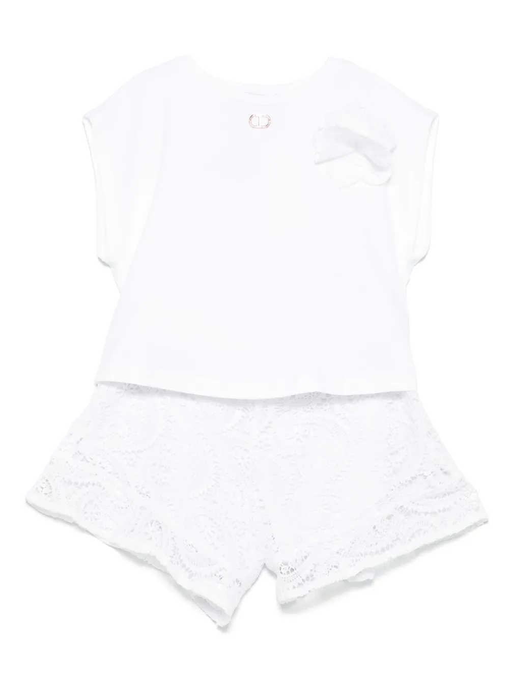 TWINSET Kids Kanten shorts Wit