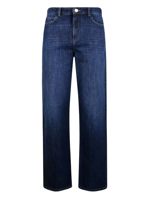 パンツ EMPORIO ARMANI thick stitching denim Emporio Armani straight-leg Jeans | Blue | FARFETCH