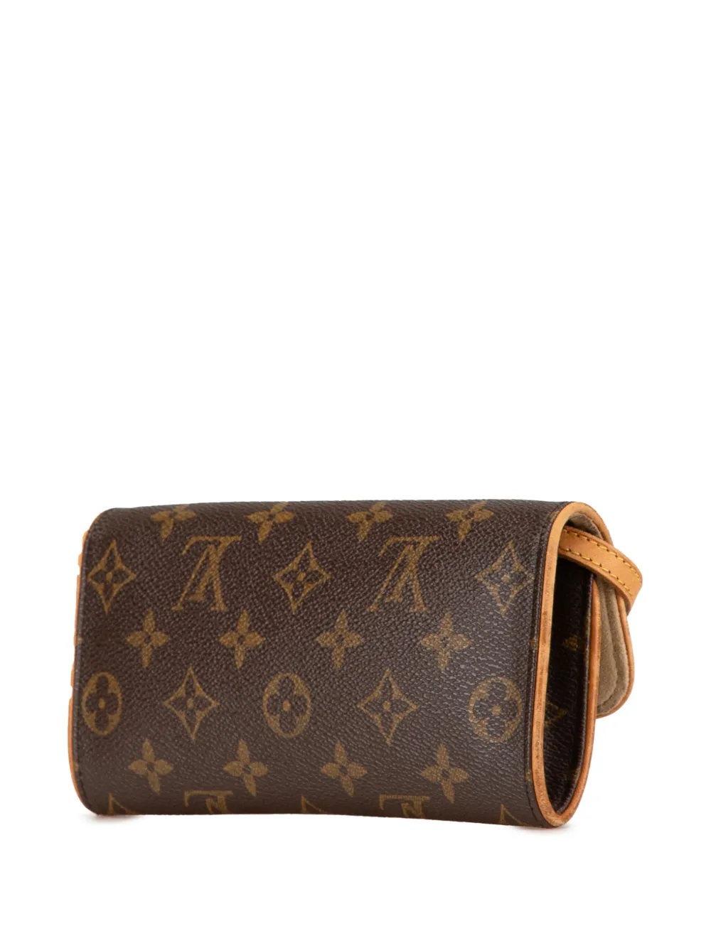 Pre-owned Louis Vuitton 2001 Monogram Pochette Twin Pm Crossbody Bag In Brown