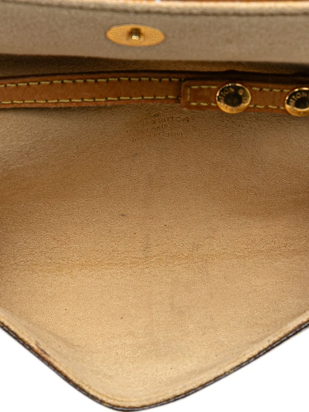 Pre-owned Louis Vuitton 2001 Monogram Pochette Twin Pm Crossbody Bag In Brown