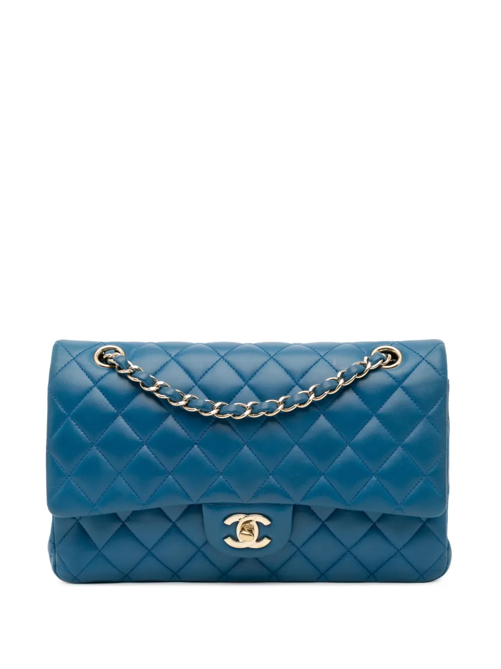 CHANEL Pre-Owned 2017-2018 Medium Classic Lambskin Double Flap shoulder bag | Blue | Image 1