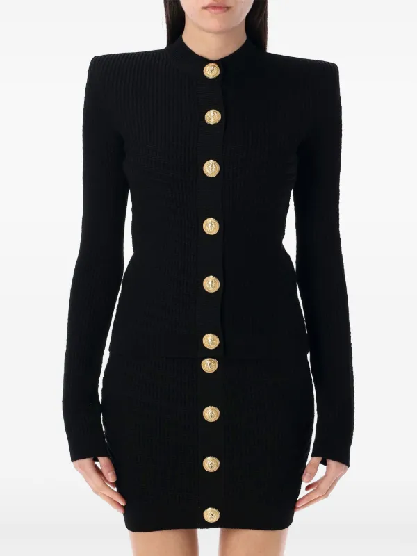 Balmain Long Sleeve Cardigan in Black