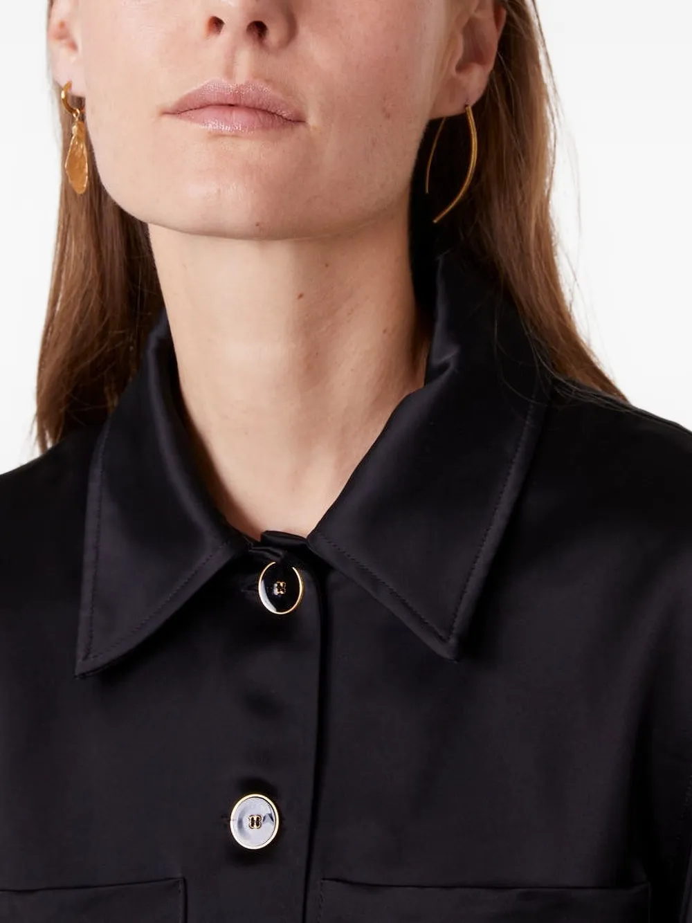 Officine Generale Lenka Fluid Viscose Shirt In Black