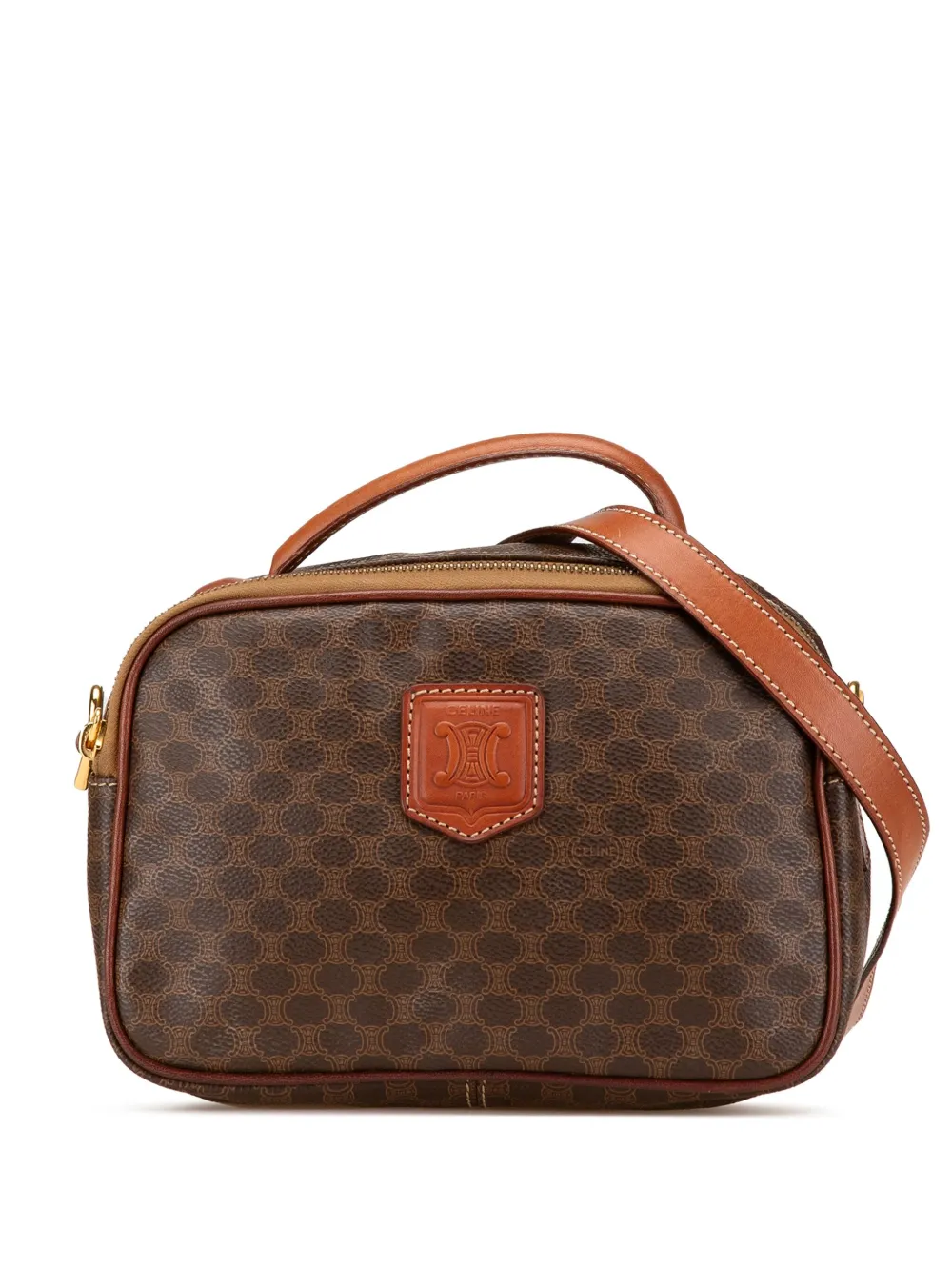Céline Pre-Owned 1994 マカダム コーテッドキャンバス サッチェルバッグ - ブラウン Céline Pre-Owned 1994 マカダム コーテッドキャンバス サッチェルバッグ - ブラウン